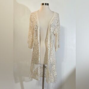 Eyeshadow Cream Lace Embroidered Kimono